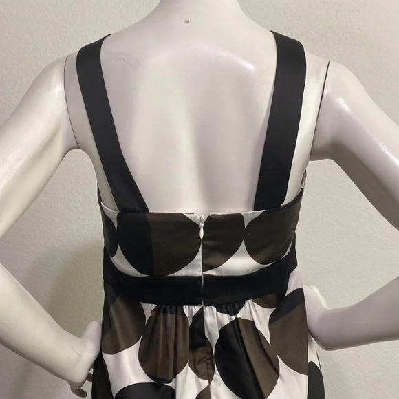 Banana Republic NWOT Black & Brown Polka Dot Halter Empire Satin Dress Size 4 - Picture 6 of 8